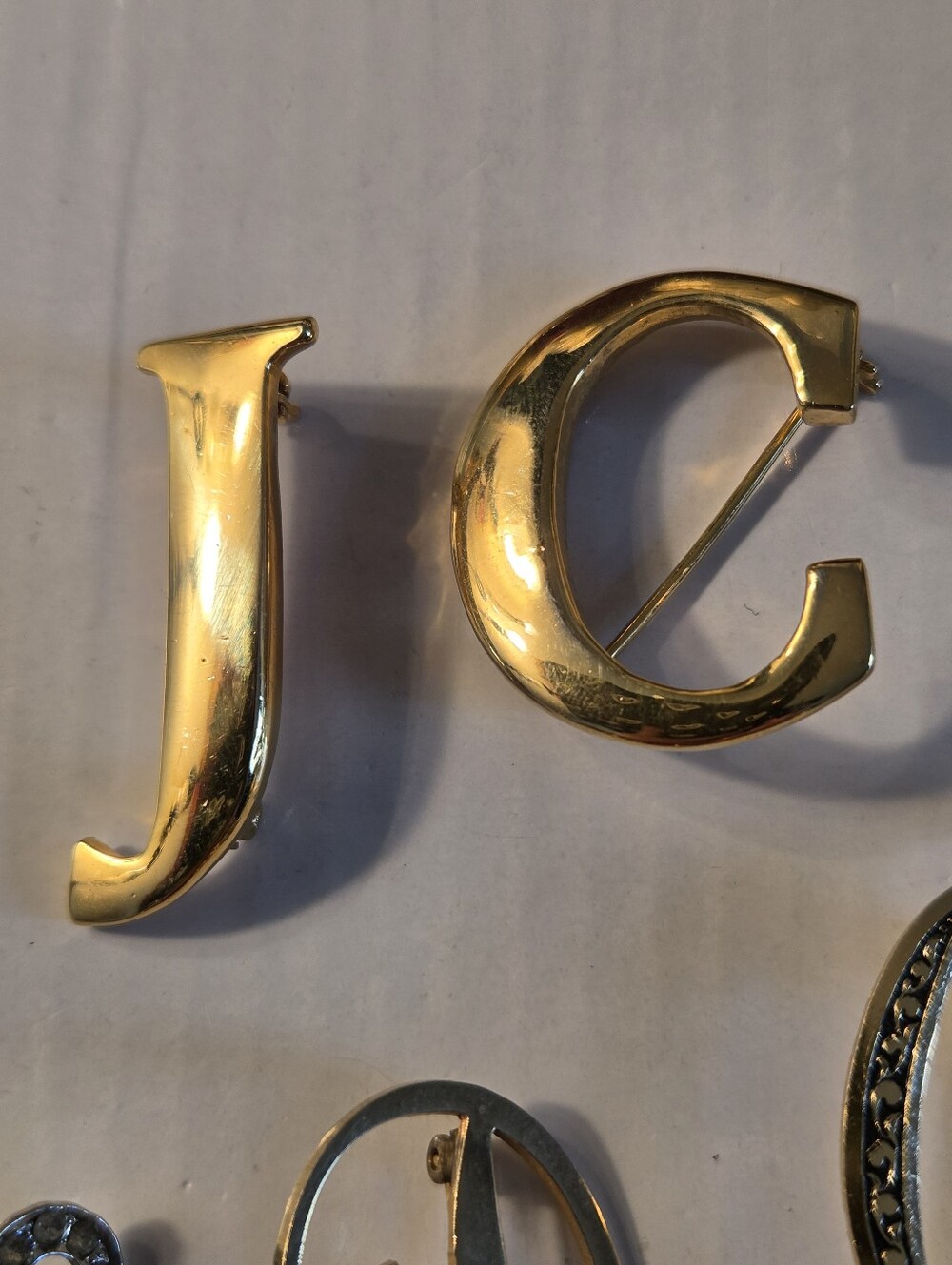 Gold and Silver Letter Brooches And Pin Jewelry Set - Mixed Initials - Picture 5 of 10